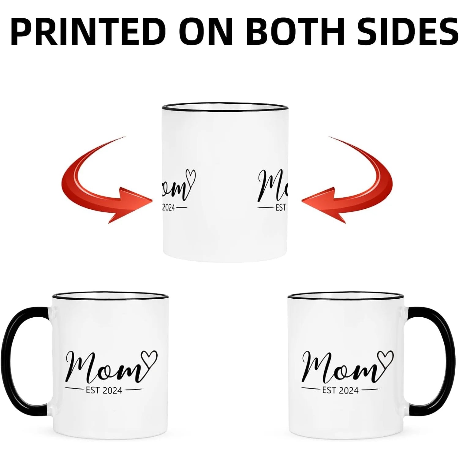 Gifts for Mom and Dad Mugs - Mom Dad Est 2024 Mugs Set, Gifts for New Parents, Mom Dad Gifts, Christmas Gifts,  Black Handle White Cup Body 11 Fl Oz Coffee Mugs Ceramic Mugs Set