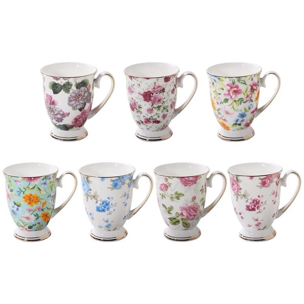 300Ml Creative Flower Ceramic Mugs with Handle Floral Mugs Porcelain Bone China Tea Mug Coffee Cups Large Coffee Mugs Home Decor