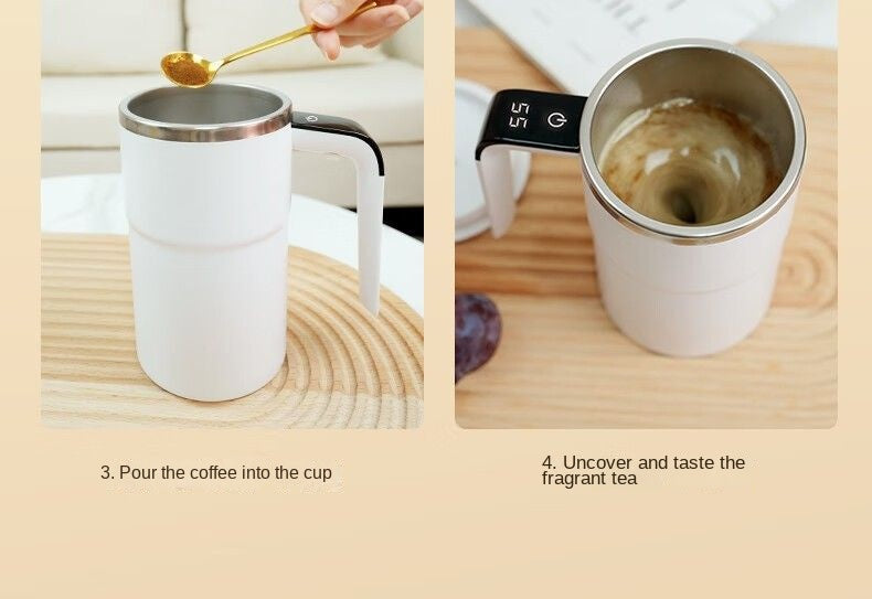 380ML Electric Coffee Self Mixing Mug IP67 Waterproof BPA-free Coffee Stirring Mug Rechargeable Automatic Magnetic Cup For Tea