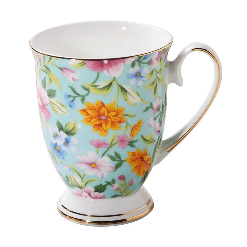 300Ml Creative Flower Ceramic Mugs with Handle Floral Mugs Porcelain Bone China Tea Mug Coffee Cups Large Coffee Mugs Home Decor