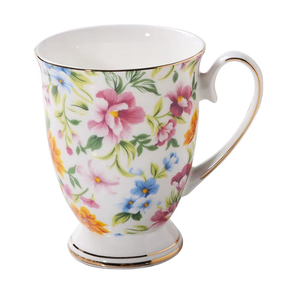 300Ml Creative Flower Ceramic Mugs with Handle Floral Mugs Porcelain Bone China Tea Mug Coffee Cups Large Coffee Mugs Home Decor