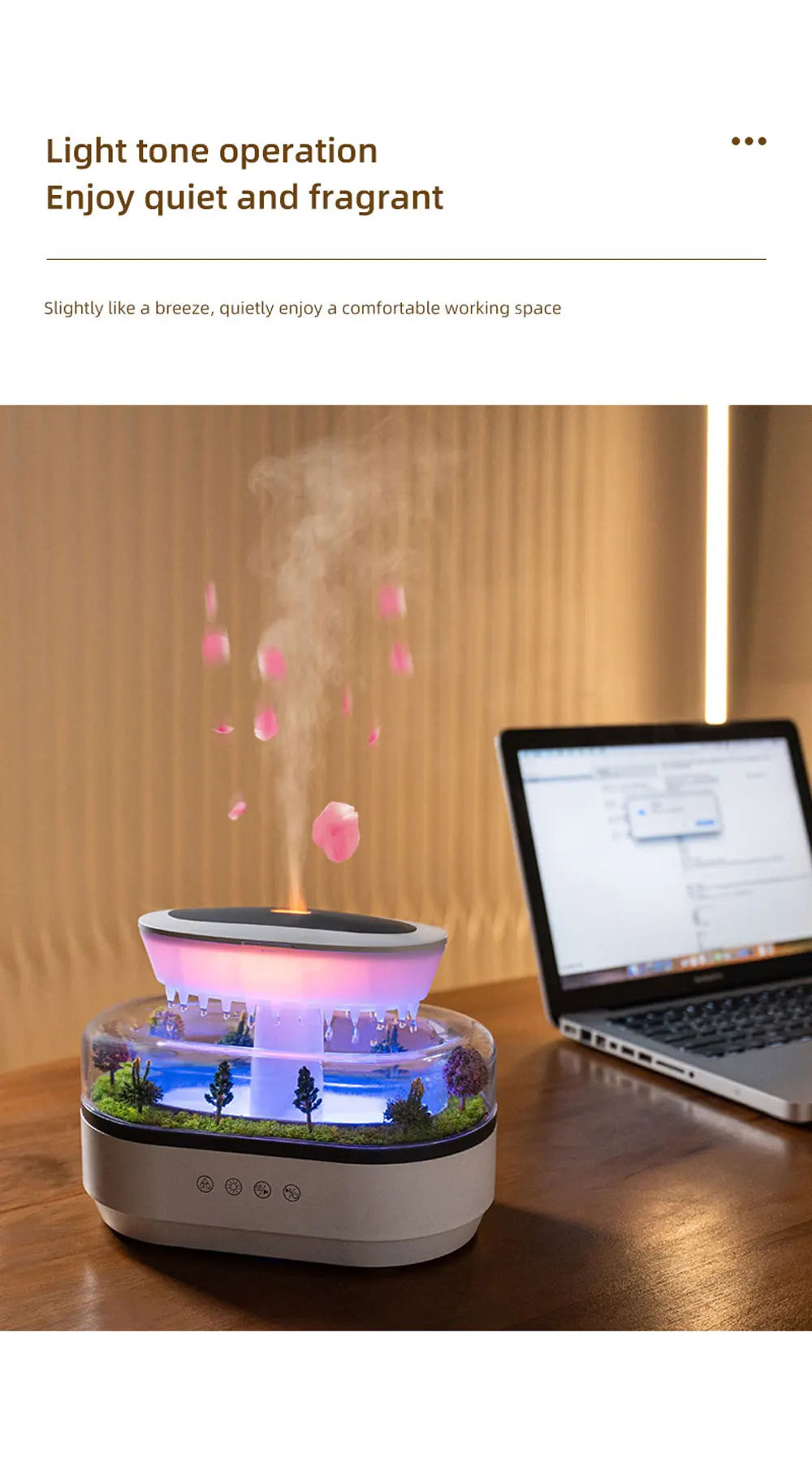 New Raindrop Green Landscape Humidifier, Air Humidifier Diffuser with Essential Oil Aromatherapy Function, Suitable for Home Use