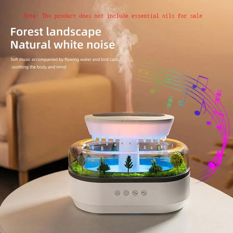 New Raindrop Green Landscape Humidifier, Air Humidifier Diffuser with Essential Oil Aromatherapy Function, Suitable for Home Use