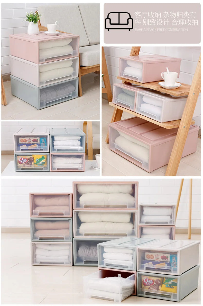 1PC Quilt Storage Box,Organizing Box Drawer Storage Box, Wardrobe, Clothing Storage Box, Plastic Transparent Storage Box