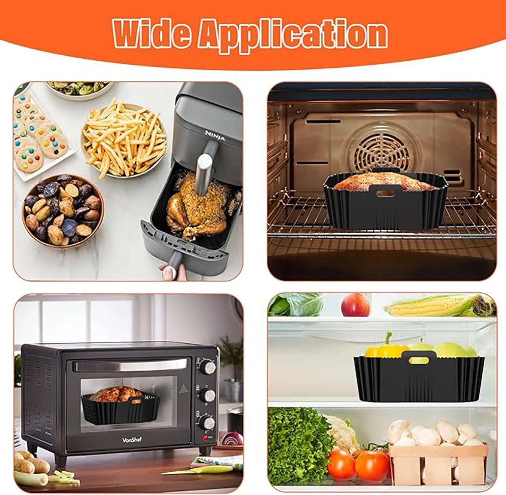 Air Fryer Silicone Liners for Ninja Double Stack SL400 SL401 Air Fryer Basket Oven Baking Tray Reusable Air Fryer Accessories