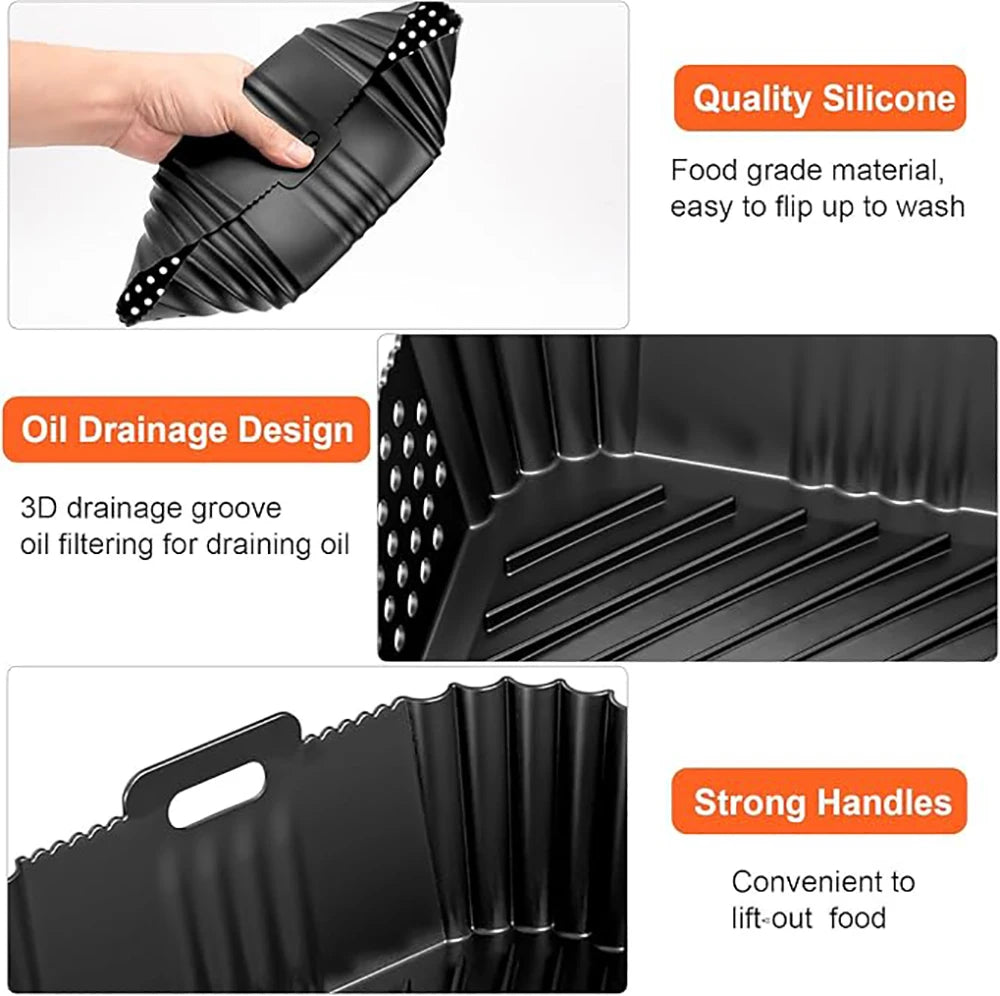 Air Fryer Silicone Liners for Ninja Double Stack SL400 SL401 Air Fryer Basket Oven Baking Tray Reusable Air Fryer Accessories