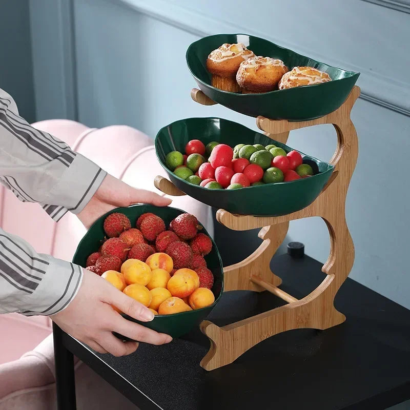 Snack Storage Candy Plate Household Dim Sum Plate Fruit Plate Fruit Tray Bamboo Shelf Dried Fruit Tray Creative Living Room