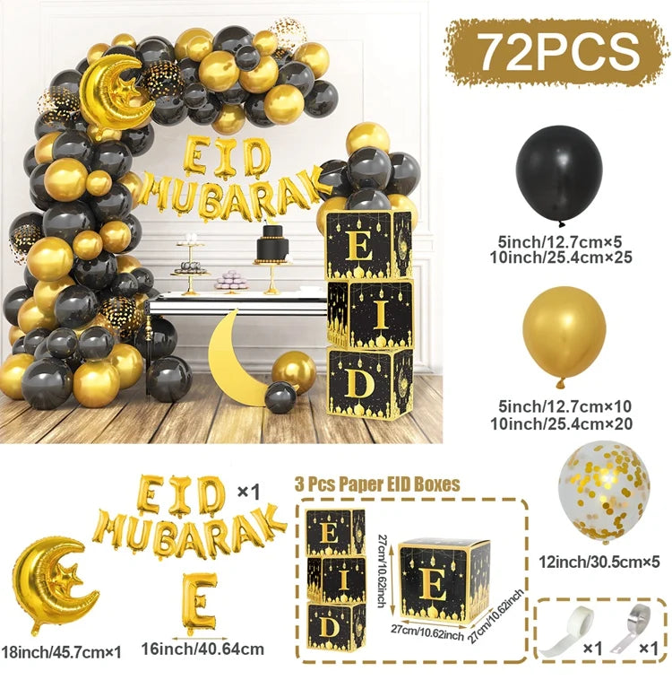 Eid Mubarak Green Gold Balloon Garland Arch Ramadan Kareem Decoration For Home 2025 Ramadan Muslim Islamic Festival Party Decor