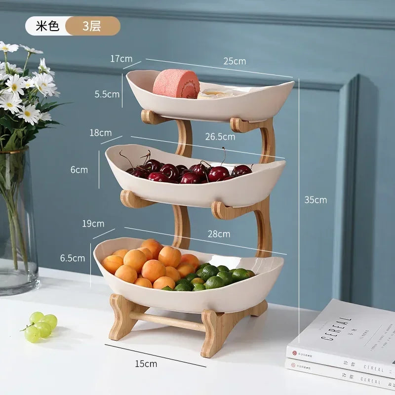 Snack Storage Candy Plate Household Dim Sum Plate Fruit Plate Fruit Tray Bamboo Shelf Dried Fruit Tray Creative Living Room