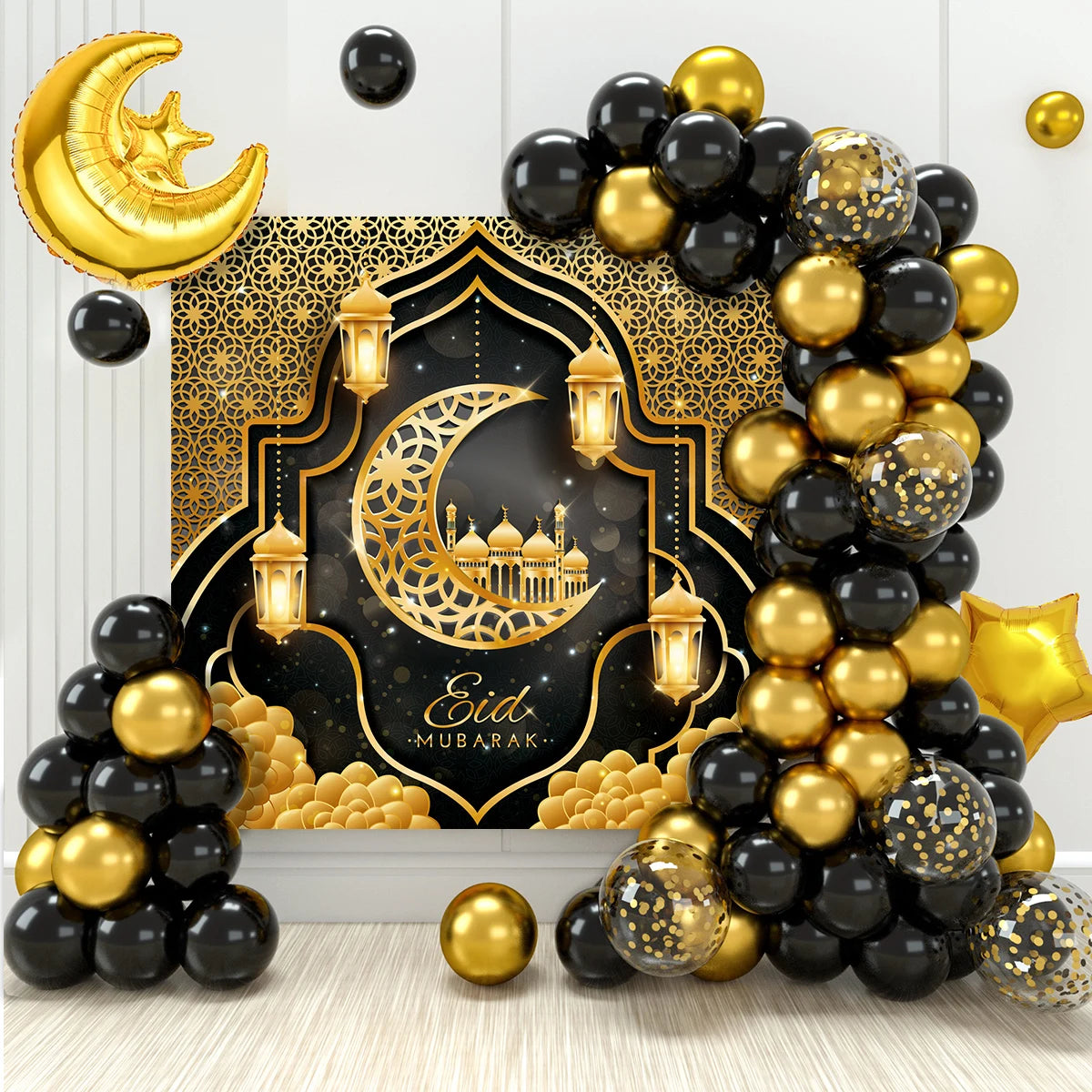 Eid Mubarak Green Gold Balloon Garland Arch Ramadan Kareem Decoration For Home 2025 Ramadan Muslim Islamic Festival Party Decor