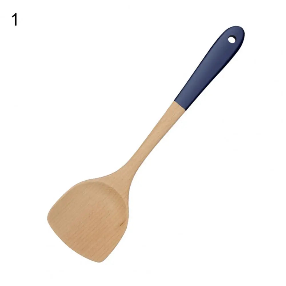 Soup Spoon Fried Spatula Long Handle Heat Resistant Non-stick Beech Wooden Cooking Rice Spatula for Kitchen