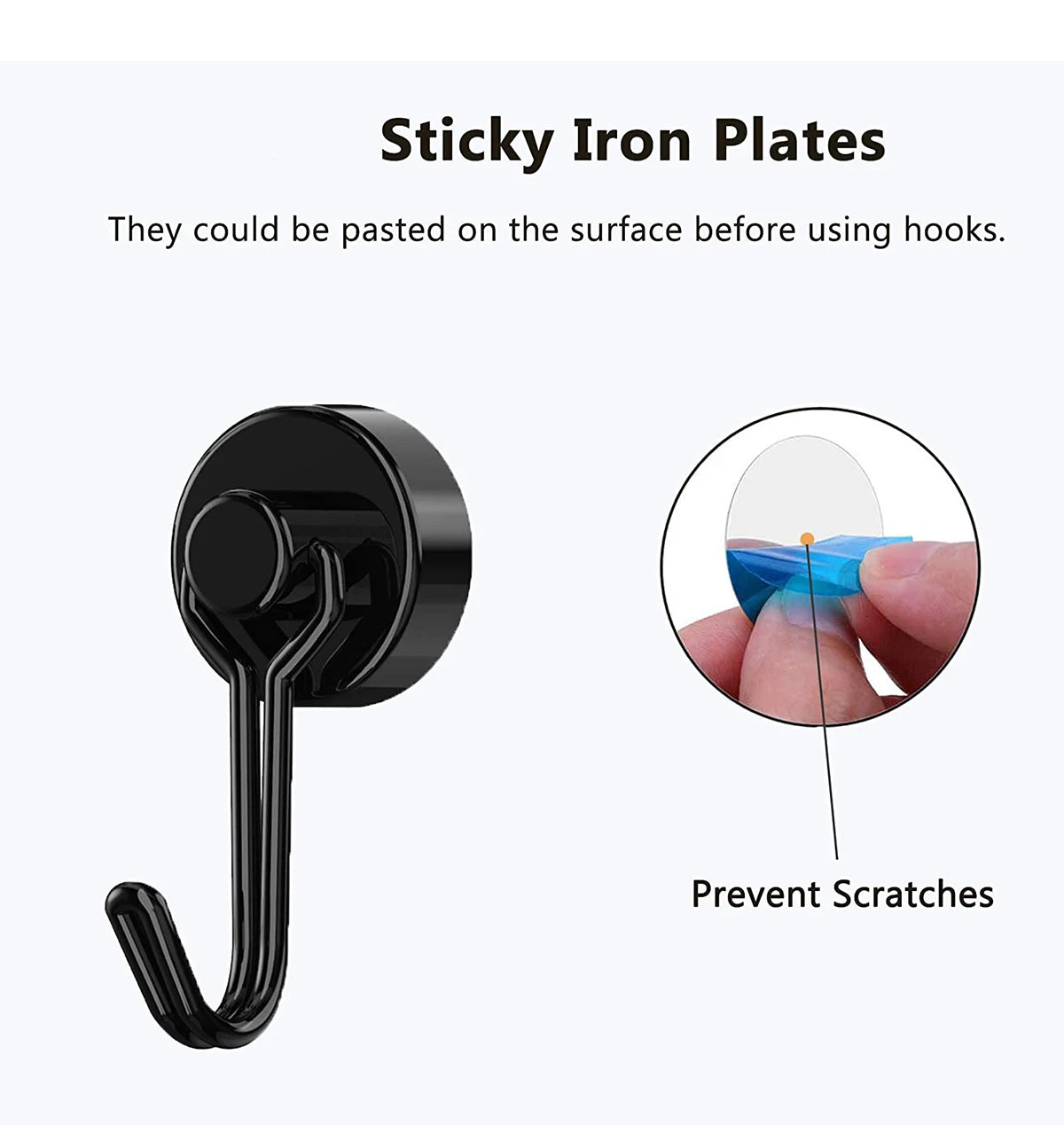 Heavy Duty Magnetic Hook, Strong Neodymium Magnets Hooks for Home, Refrigerator, Grill, Kitchen,Key Holder,Black, Multi-Purpose