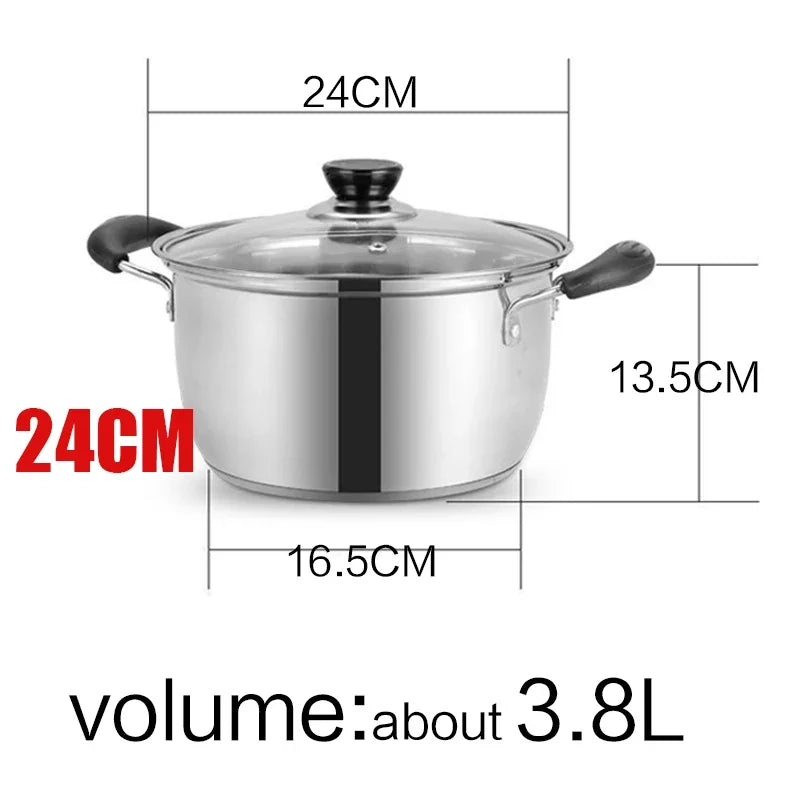 1pcs Stainless Steel Double Bottom Pot Soup Pot Nonmagnetic Cooking Pot Multi-purpose Cookware Non-stick Pan