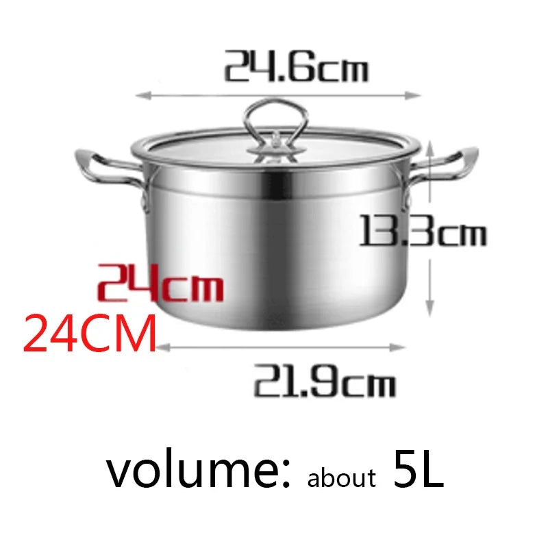 1pcs Stainless Steel Double Bottom Pot Soup Pot Nonmagnetic Cooking Pot Multi-purpose Cookware Non-stick Pan