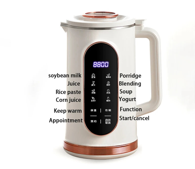 1500ml Soy Milk Machine Electric Juicer Blender Mixer Soybean Milk Maker Wall Breaking Machine 10-leaf Blade Breakfast Machine