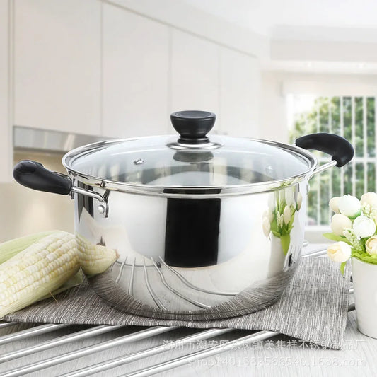 1pcs Stainless Steel Double Bottom Pot Soup Pot Nonmagnetic Cooking Pot Multi-purpose Cookware Non-stick Pan