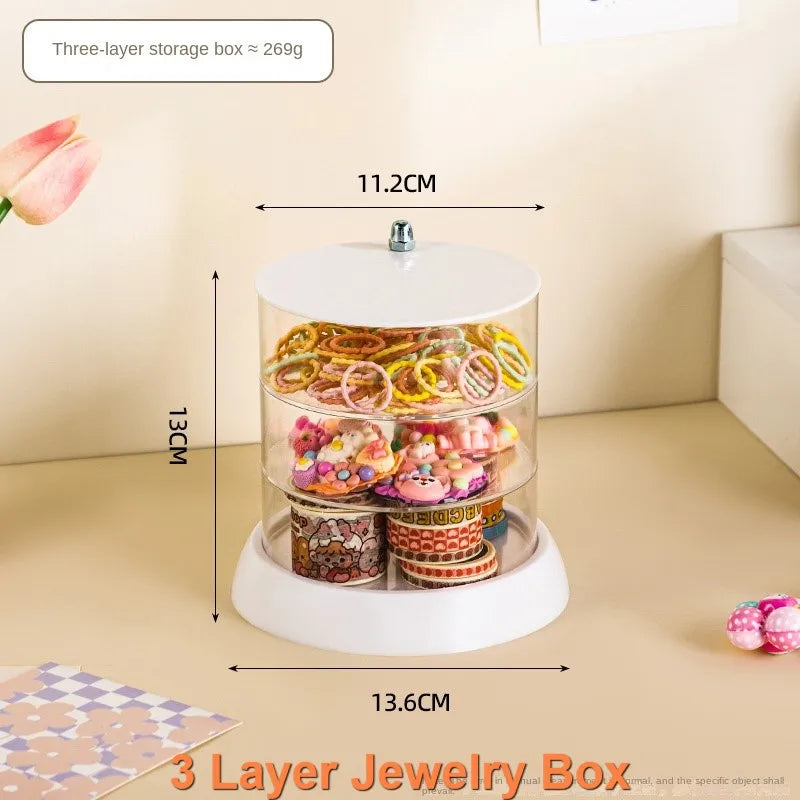 Children'S Hair Accessories Storage Box Multi-Layer Rotating Hair Clip Finishing Girl'S Hair Rope Rubber Band Jewelry Box #3912