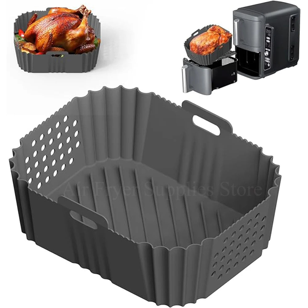 Air Fryer Silicone Liners for Ninja Double Stack SL400 SL401 Air Fryer Basket Oven Baking Tray Reusable Air Fryer Accessories