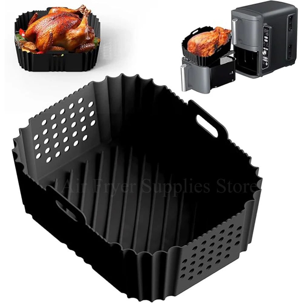 Air Fryer Silicone Liners for Ninja Double Stack SL400 SL401 Air Fryer Basket Oven Baking Tray Reusable Air Fryer Accessories