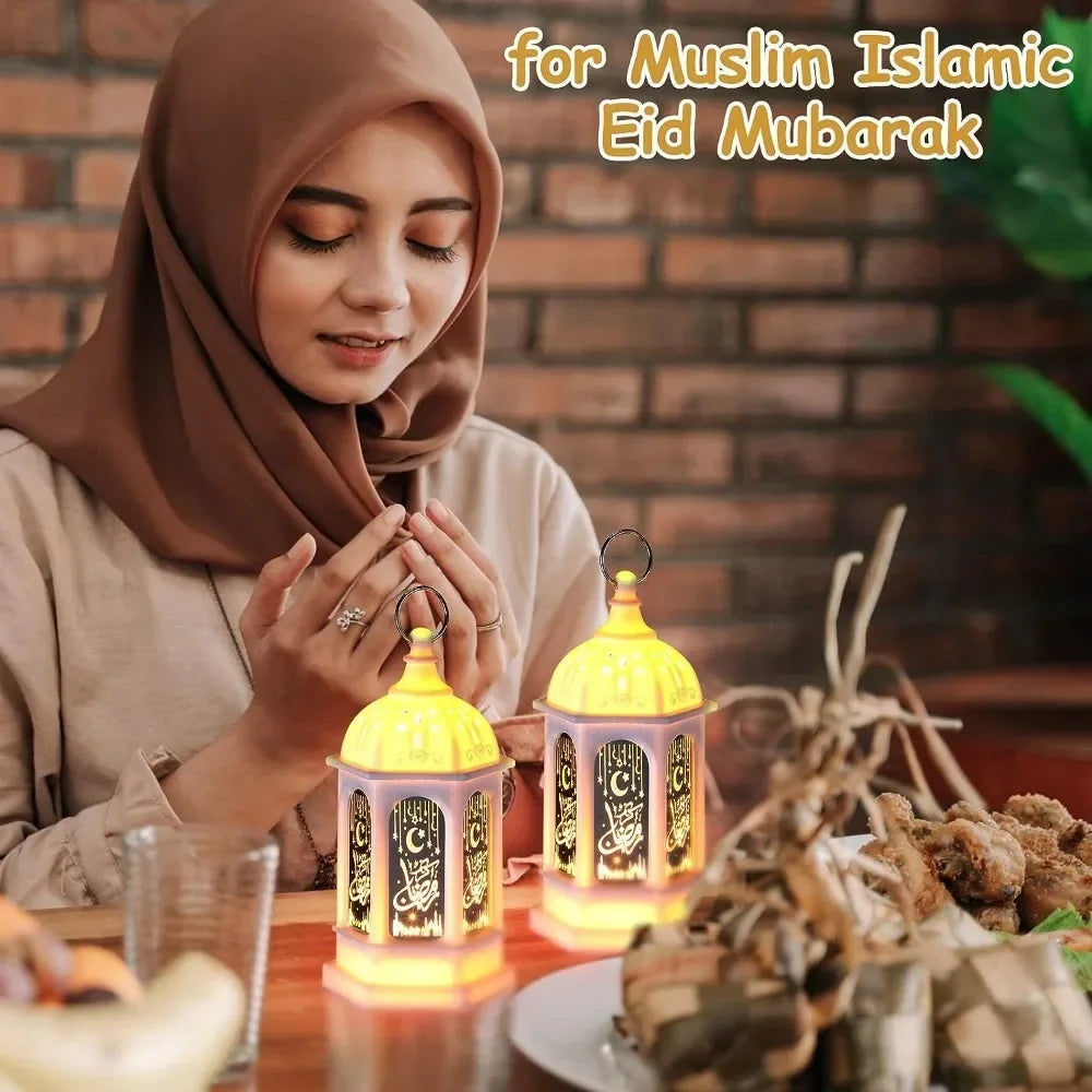 Muslim Ramadan Lantern Decor Ornament EID Mubarak LED Festival Night Light Eid Al Adha Gift Gurbang Ramadan Decoration for Home