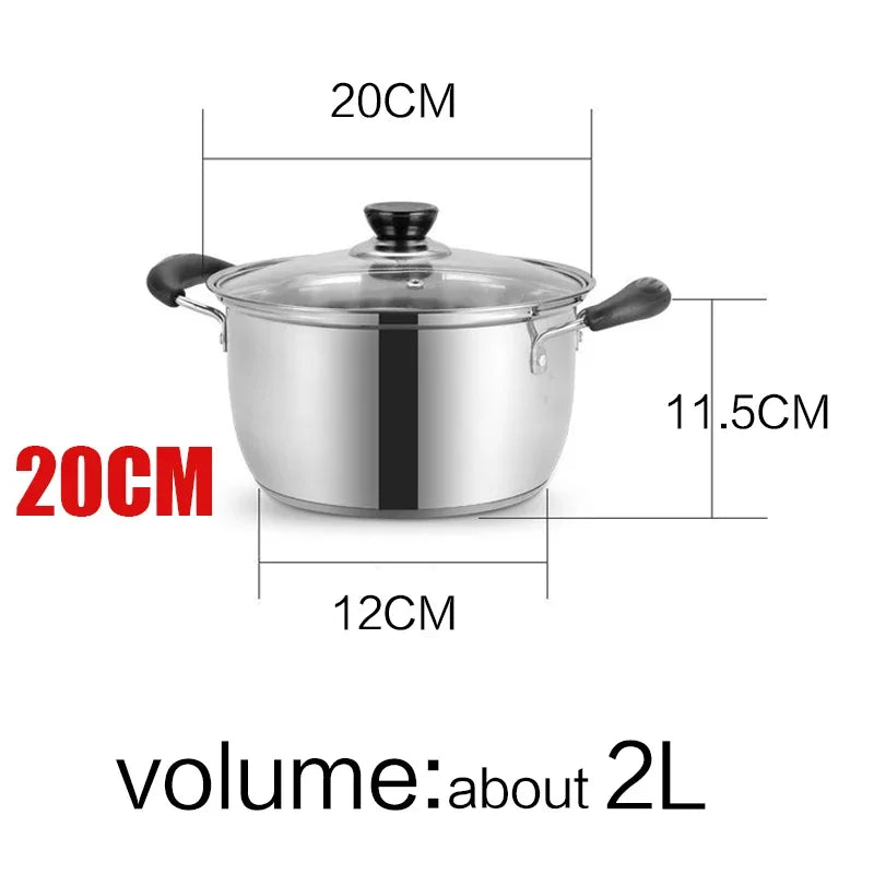 1pcs Stainless Steel Double Bottom Pot Soup Pot Nonmagnetic Cooking Pot Multi-purpose Cookware Non-stick Pan