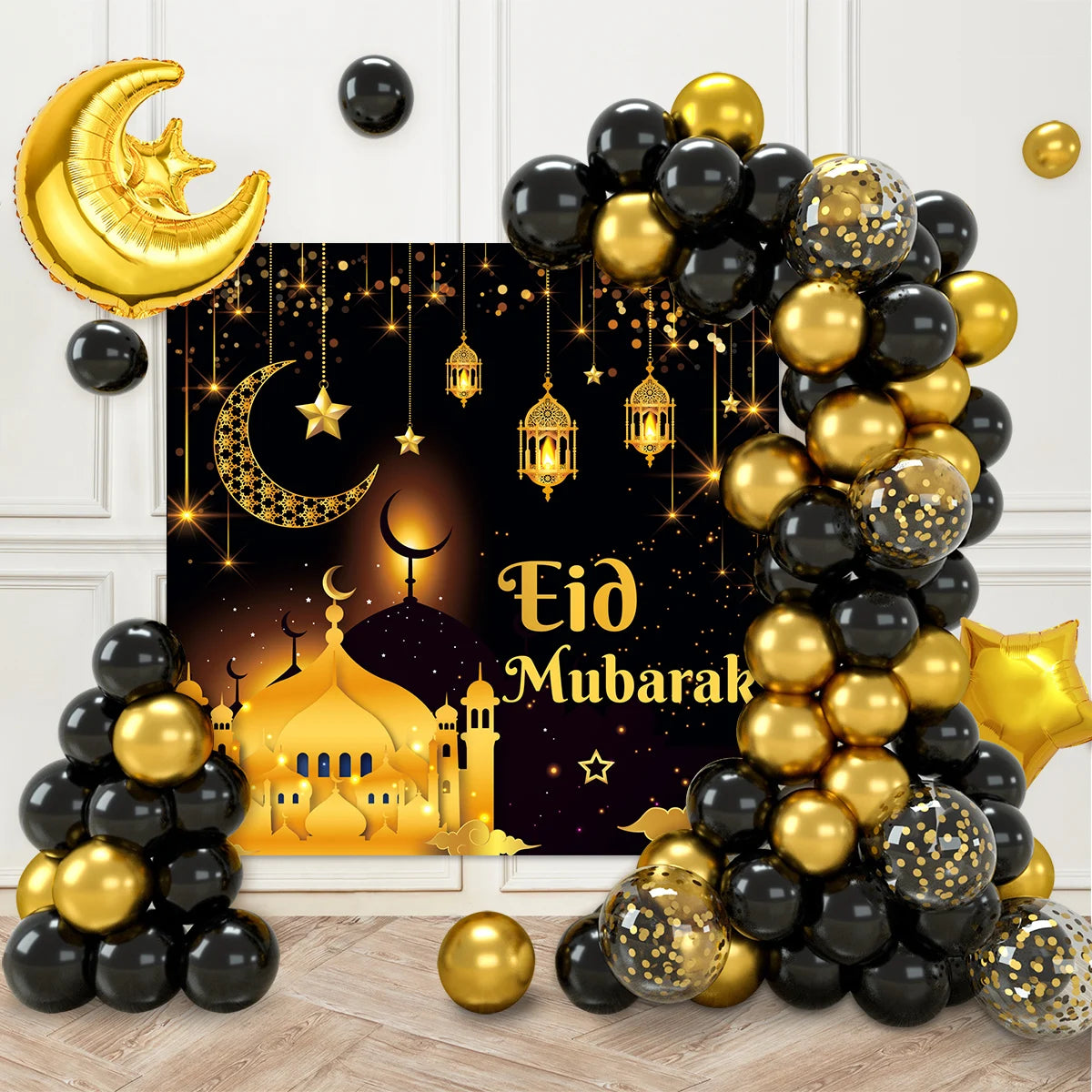 Eid Mubarak Green Gold Balloon Garland Arch Ramadan Kareem Decoration For Home 2025 Ramadan Muslim Islamic Festival Party Decor