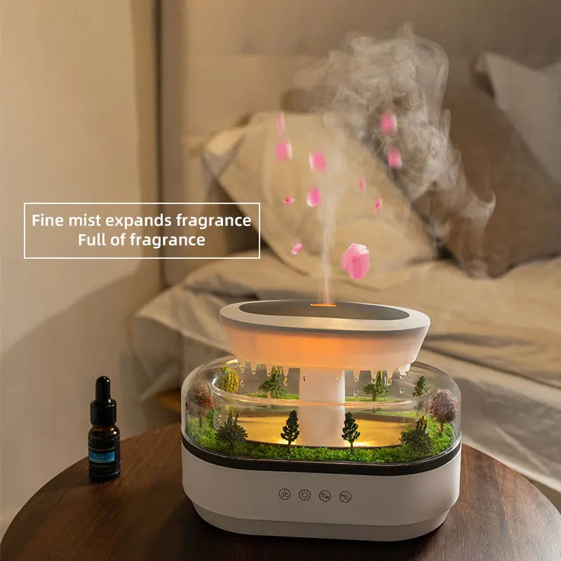 New Raindrop Green Landscape Humidifier, Air Humidifier Diffuser with Essential Oil Aromatherapy Function, Suitable for Home Use