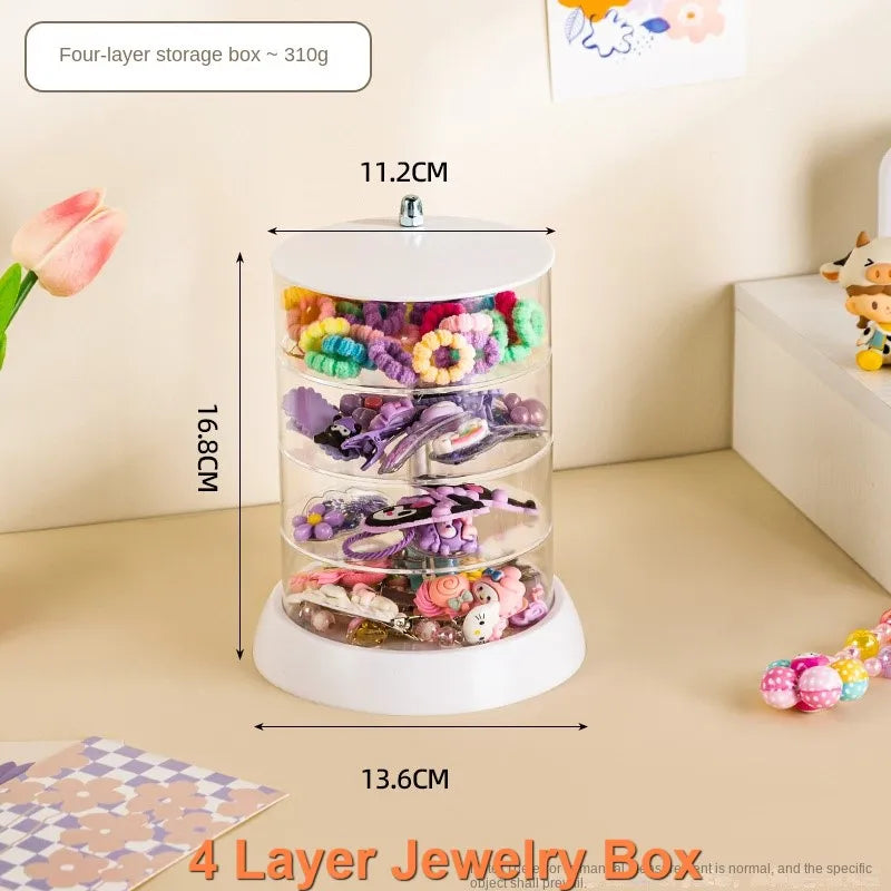 Children'S Hair Accessories Storage Box Multi-Layer Rotating Hair Clip Finishing Girl'S Hair Rope Rubber Band Jewelry Box #3912