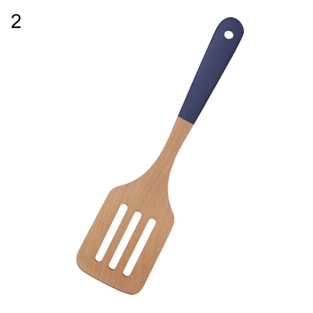 Soup Spoon Fried Spatula Long Handle Heat Resistant Non-stick Beech Wooden Cooking Rice Spatula for Kitchen