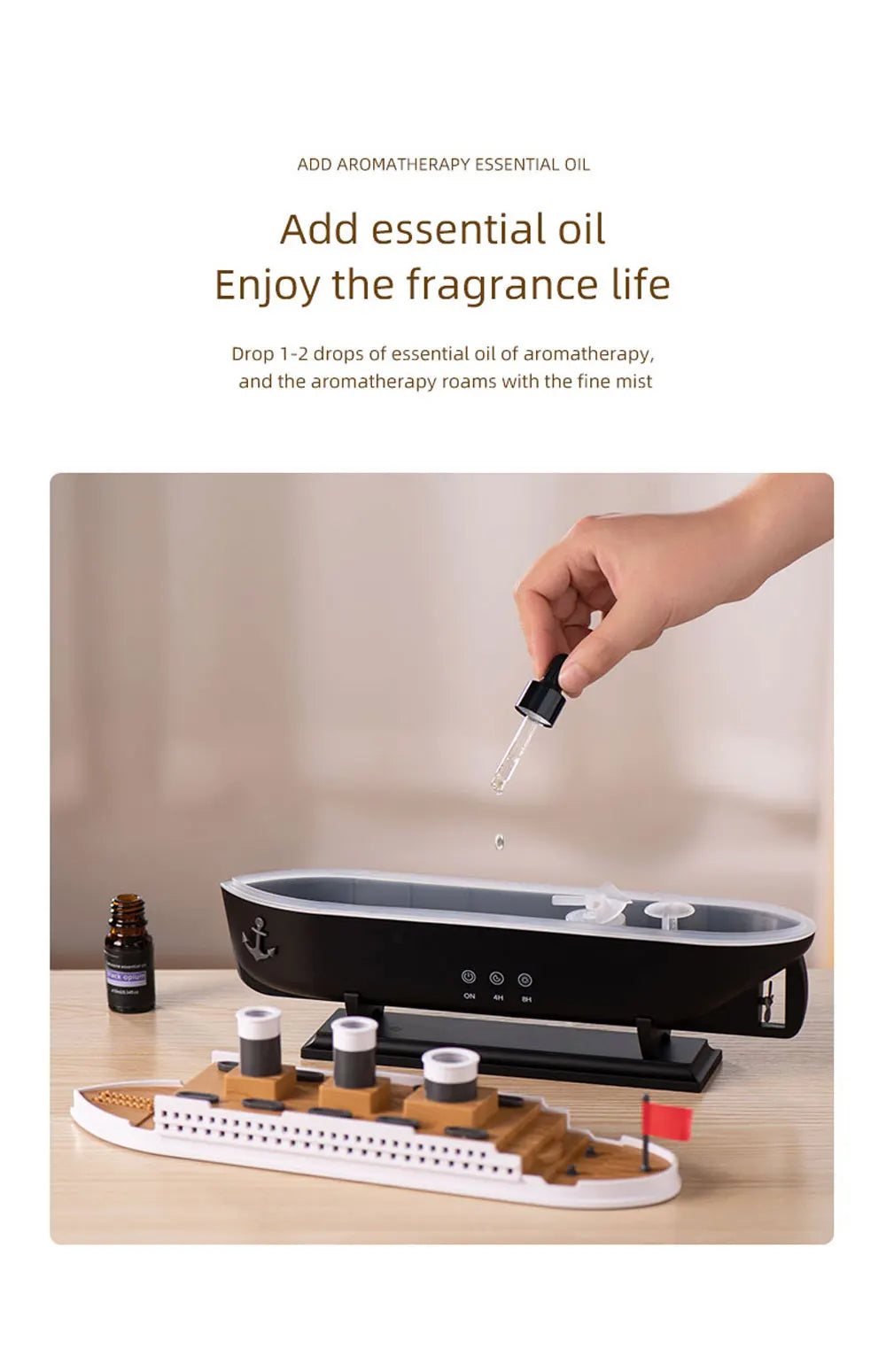 New Raindrop Green Landscape Humidifier, Air Humidifier Diffuser with Essential Oil Aromatherapy Function, Suitable for Home Use