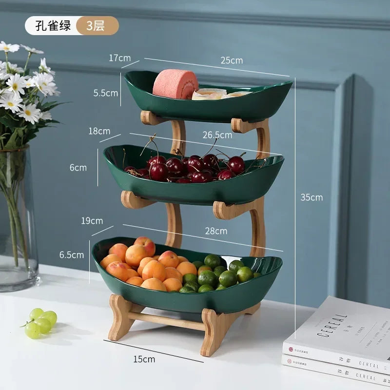 Snack Storage Candy Plate Household Dim Sum Plate Fruit Plate Fruit Tray Bamboo Shelf Dried Fruit Tray Creative Living Room