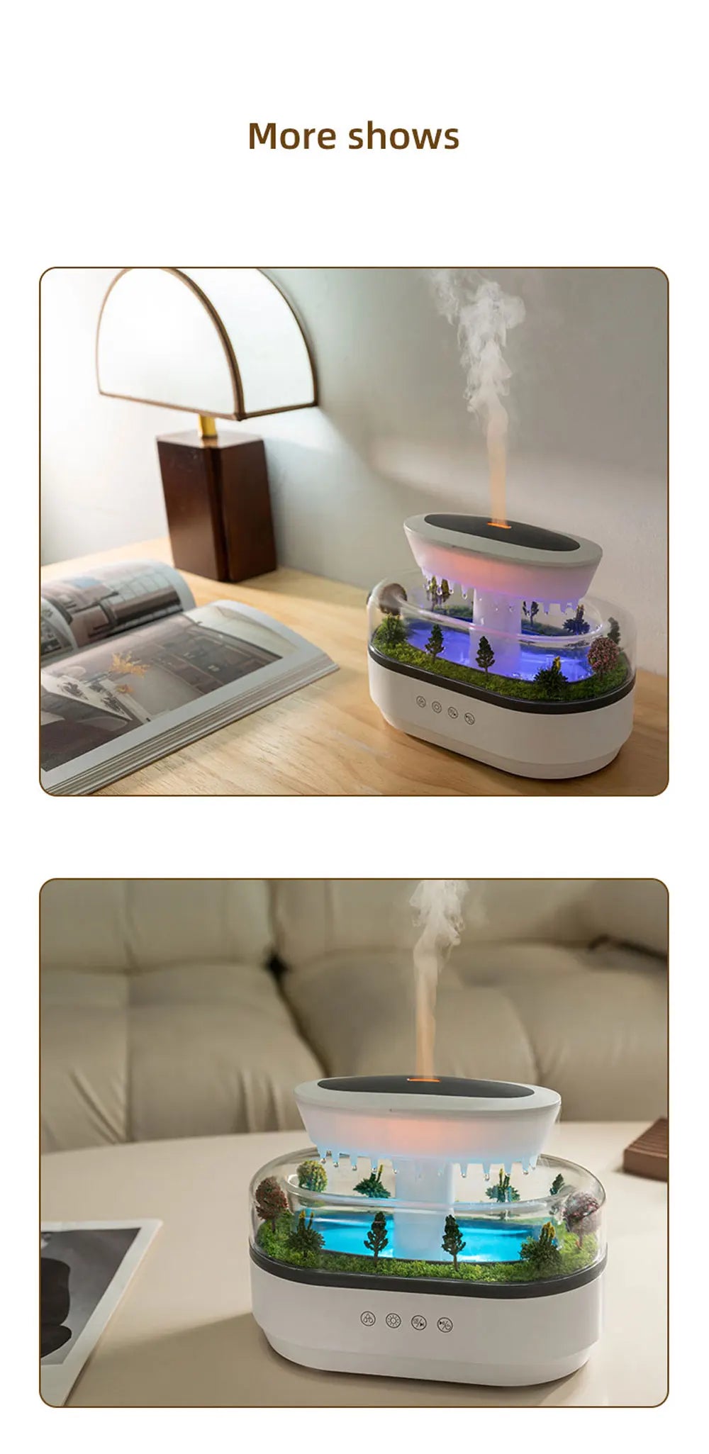 New Raindrop Green Landscape Humidifier, Air Humidifier Diffuser with Essential Oil Aromatherapy Function, Suitable for Home Use