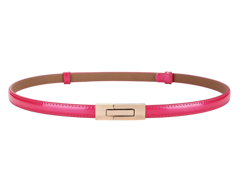 Adjustable Leather Ladies Dress Belts Skinny Thin Women Waist Belts Strap Gold Color Buckle Female Fashion Waistband