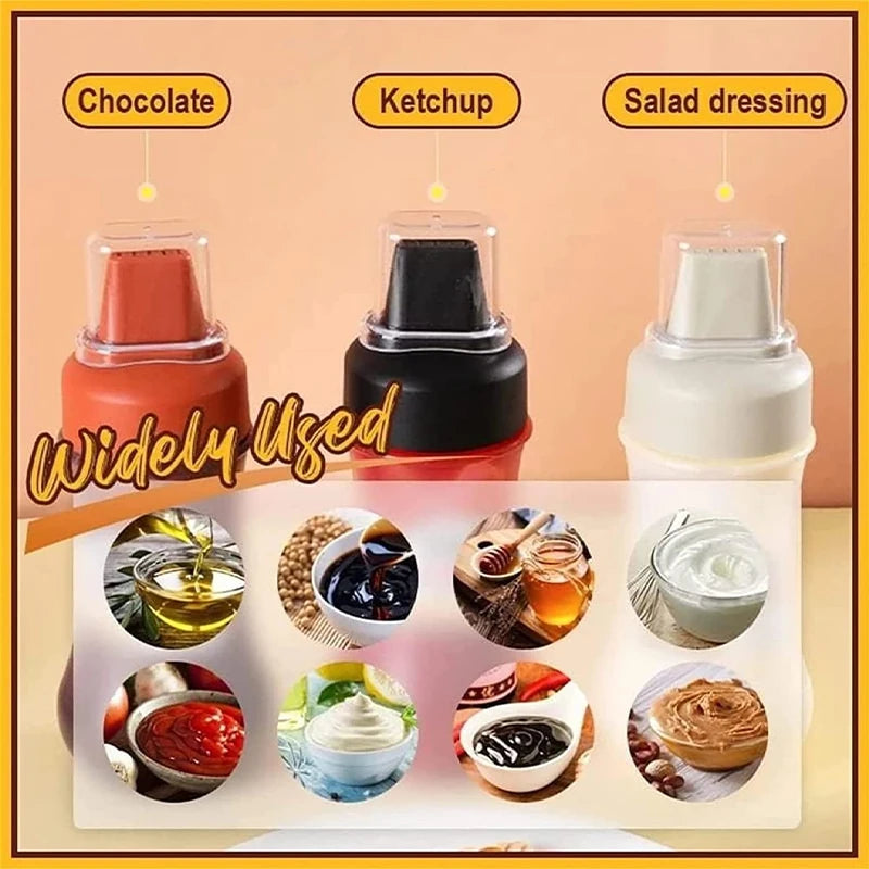 5 Hole Squeeze Bottles Condiment Bottles with Nozzles Honey Salad Ketchup Dispenser Sauce Dressing Container Kitchen Supplies