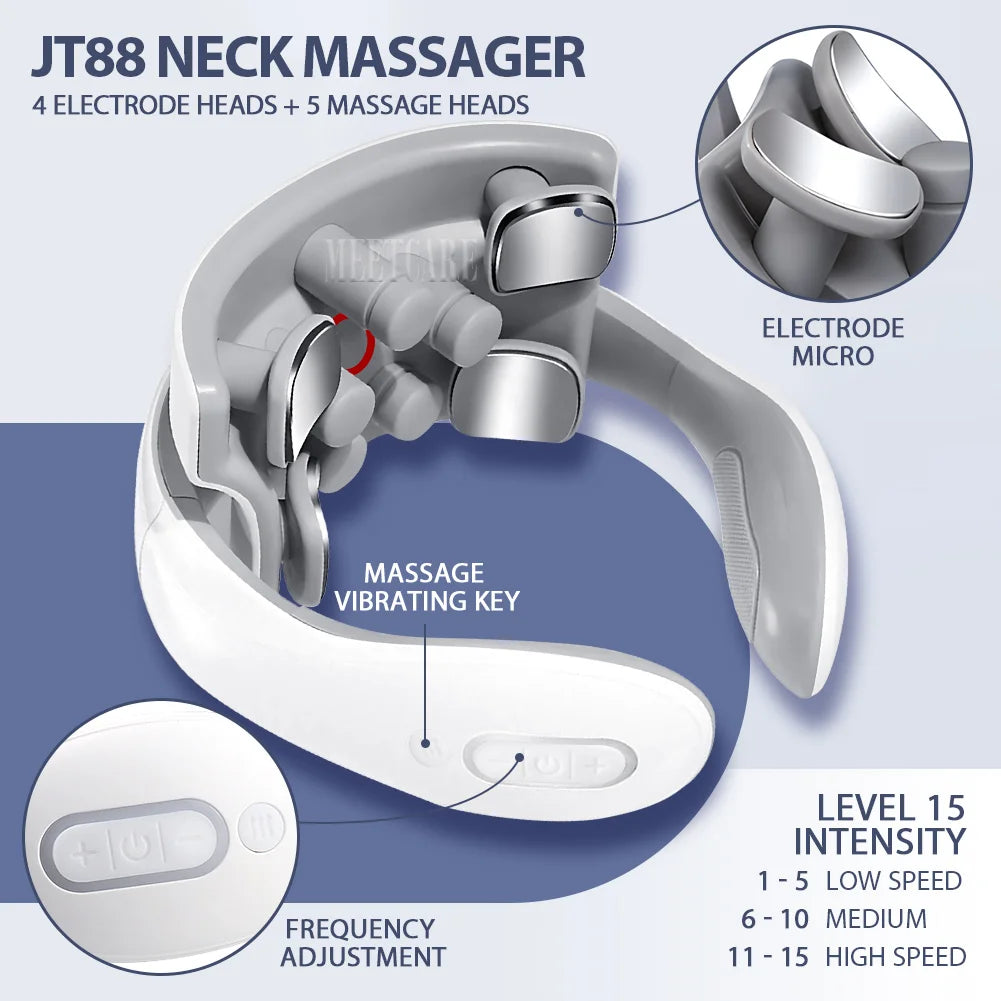 **Wireless Smart TENS Neck & Shoulder Massager – Heated Pain Relief & Muscle Therapy**