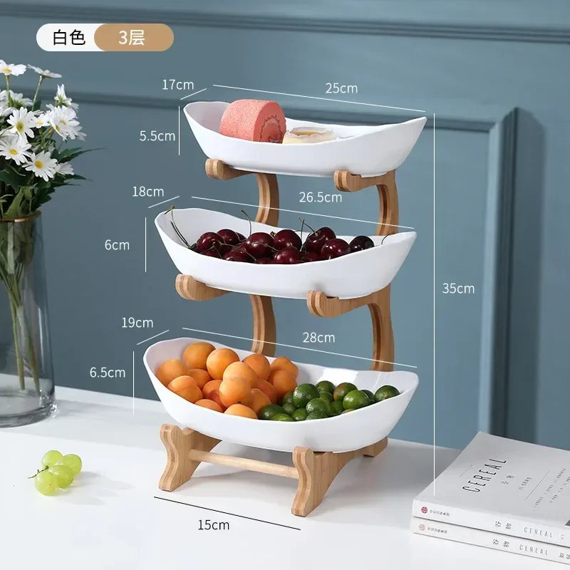 Snack Storage Candy Plate Household Dim Sum Plate Fruit Plate Fruit Tray Bamboo Shelf Dried Fruit Tray Creative Living Room