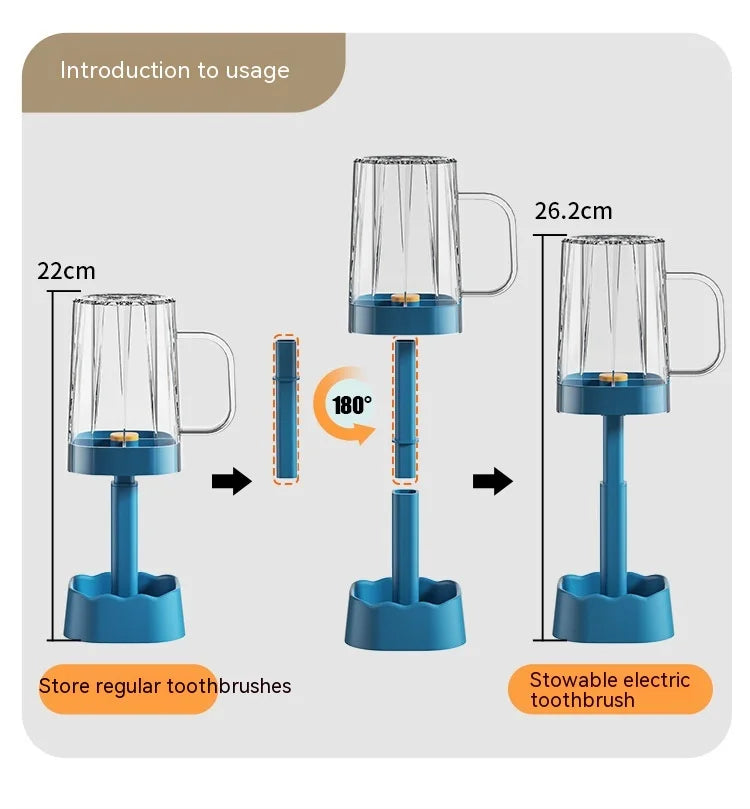 Lamgool Toothbrush Holder Set Wash Cup Height-adjustable Travel Portable Multifunctional Toothbrush Holder Bathroom Accessories