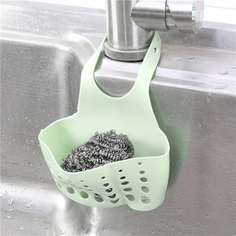 Portable Home Kitchen Bathroom Sink Sponge Hanging PVC Shelving Rack Drain Faucet Storage Pail Shelves Tools Holder