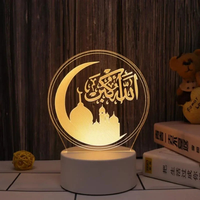 Eid Mubarak 3D Led Lamp Ramadan Night Light Led Moon Star Eid Bedroom Decoration Light Ornament Ramadan Decoration For Home 2025