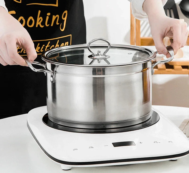 1pcs Stainless Steel Double Bottom Pot Soup Pot Nonmagnetic Cooking Pot Multi-purpose Cookware Non-stick Pan