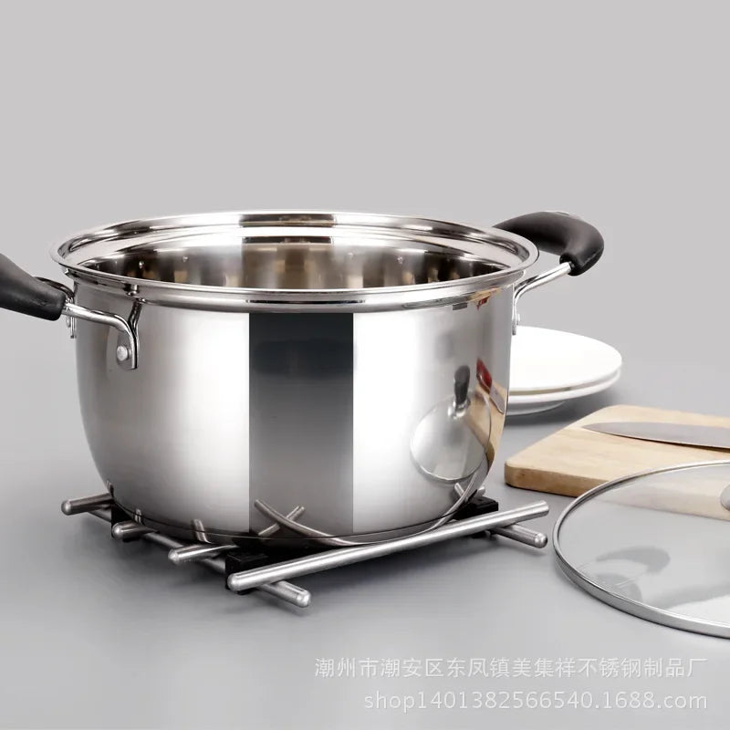 1pcs Stainless Steel Double Bottom Pot Soup Pot Nonmagnetic Cooking Pot Multi-purpose Cookware Non-stick Pan