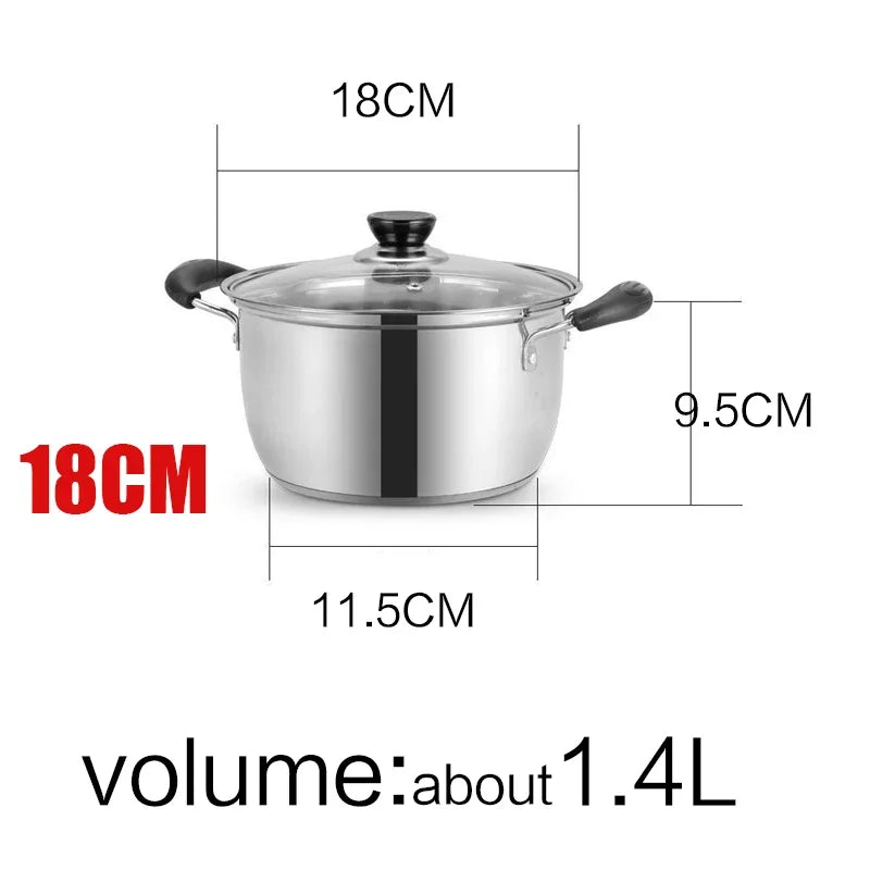 1pcs Stainless Steel Double Bottom Pot Soup Pot Nonmagnetic Cooking Pot Multi-purpose Cookware Non-stick Pan