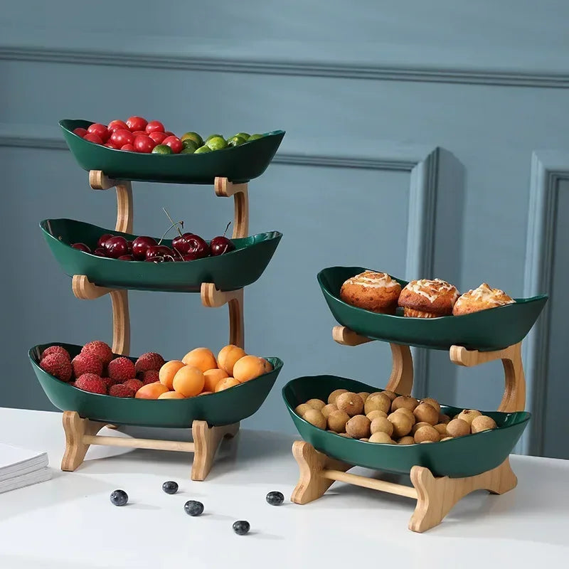 Snack Storage Candy Plate Household Dim Sum Plate Fruit Plate Fruit Tray Bamboo Shelf Dried Fruit Tray Creative Living Room