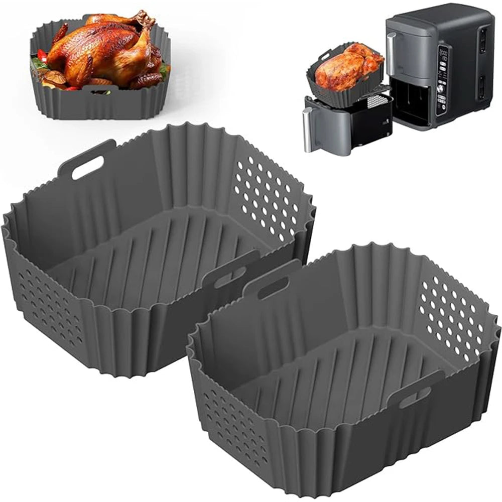 Air Fryer Silicone Liners for Ninja Double Stack SL400 SL401 Air Fryer Basket Oven Baking Tray Reusable Air Fryer Accessories