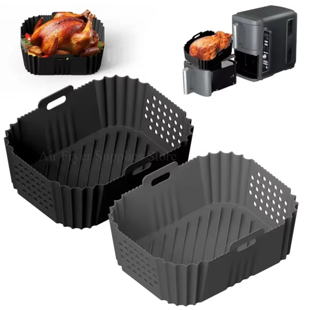 Air Fryer Silicone Liners for Ninja Double Stack SL400 SL401 Air Fryer Basket Oven Baking Tray Reusable Air Fryer Accessories