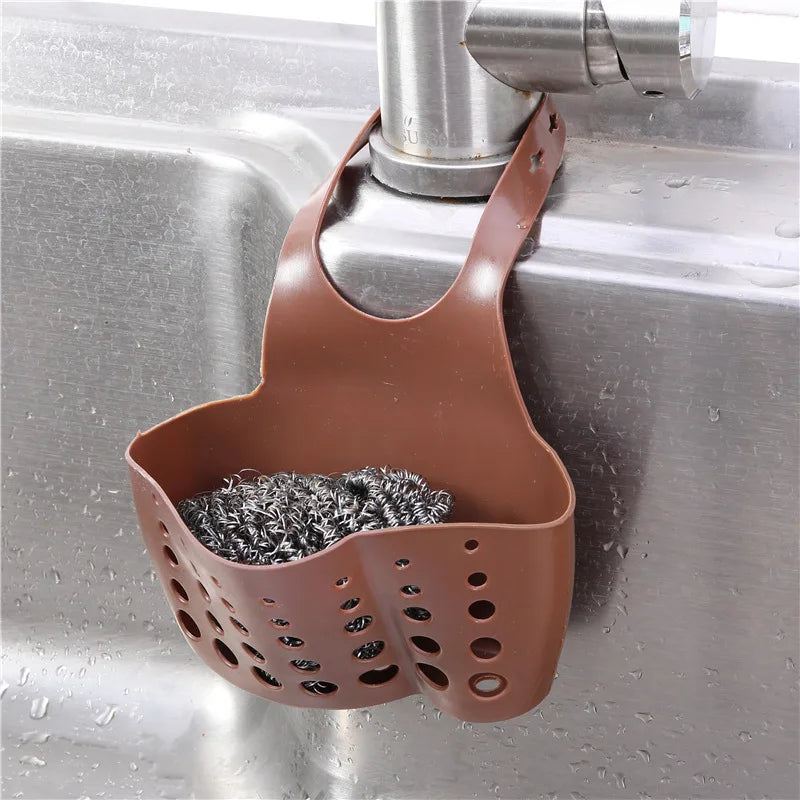 Portable Home Kitchen Bathroom Sink Sponge Hanging PVC Shelving Rack Drain Faucet Storage Pail Shelves Tools Holder