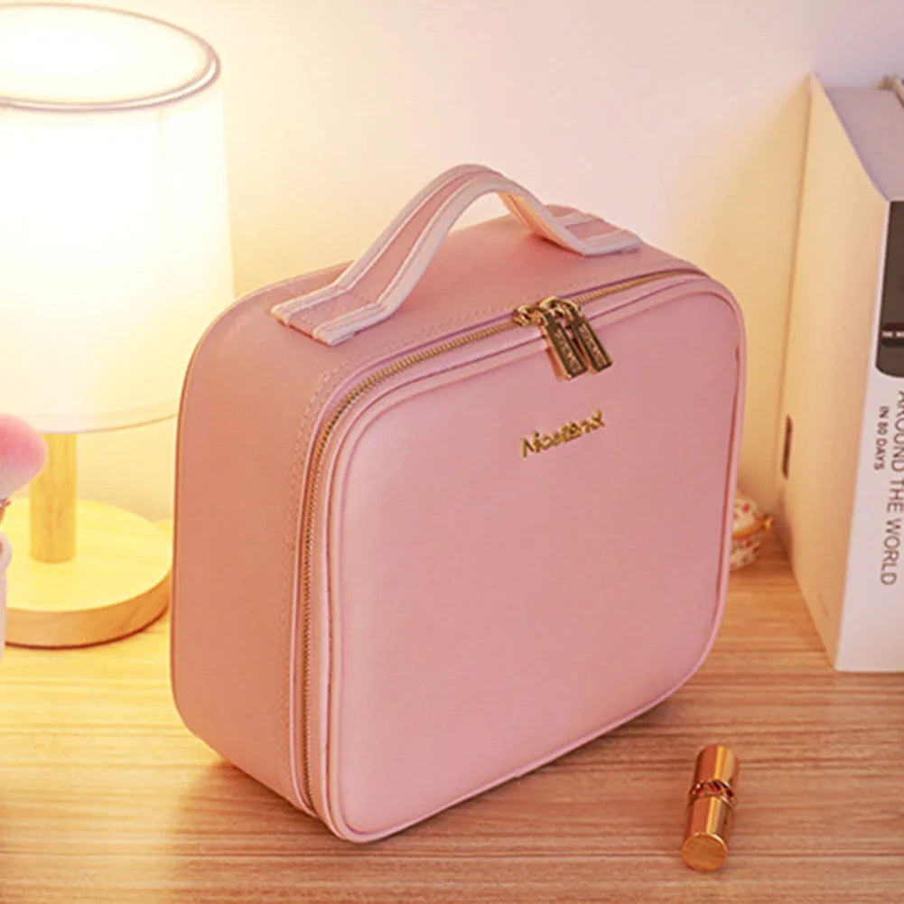 Smart LED Cosmetic Case with Mirror Cosmetic Bag Travel Makeup Bags for Women Fashion Portable Storage Bag Travel Makeup Bags