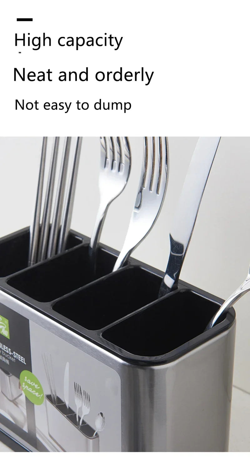 Kitchen Cutlery Organizer Knife Stand Plastic Drain Storage Holder Spoon Fork Chopstick Kitchenware Cooking Tool Tray Shelf Box