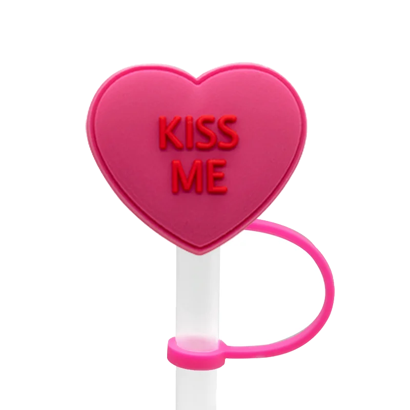 1PCS Valentine's Day Wind Straw Cover Cap Accessories for Cups,10mm Silicone Straw Topper Drink Stopper,Splashproof Straw Cap