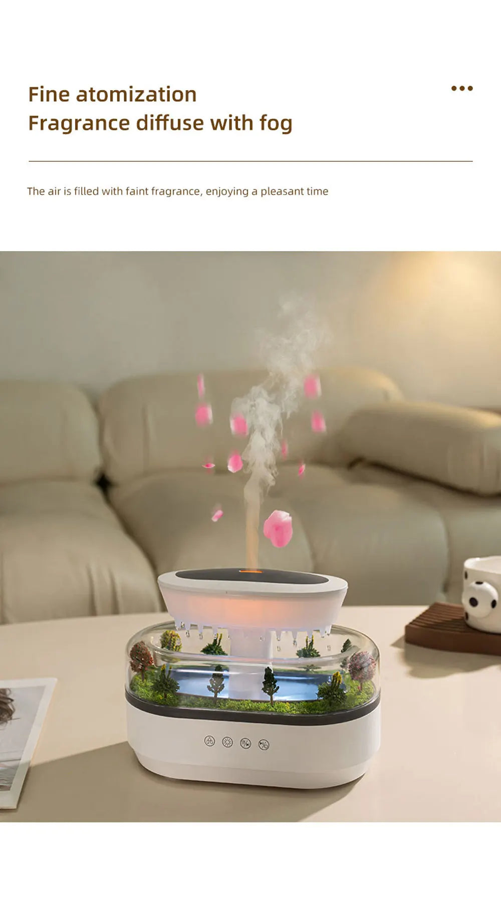 New Raindrop Green Landscape Humidifier, Air Humidifier Diffuser with Essential Oil Aromatherapy Function, Suitable for Home Use